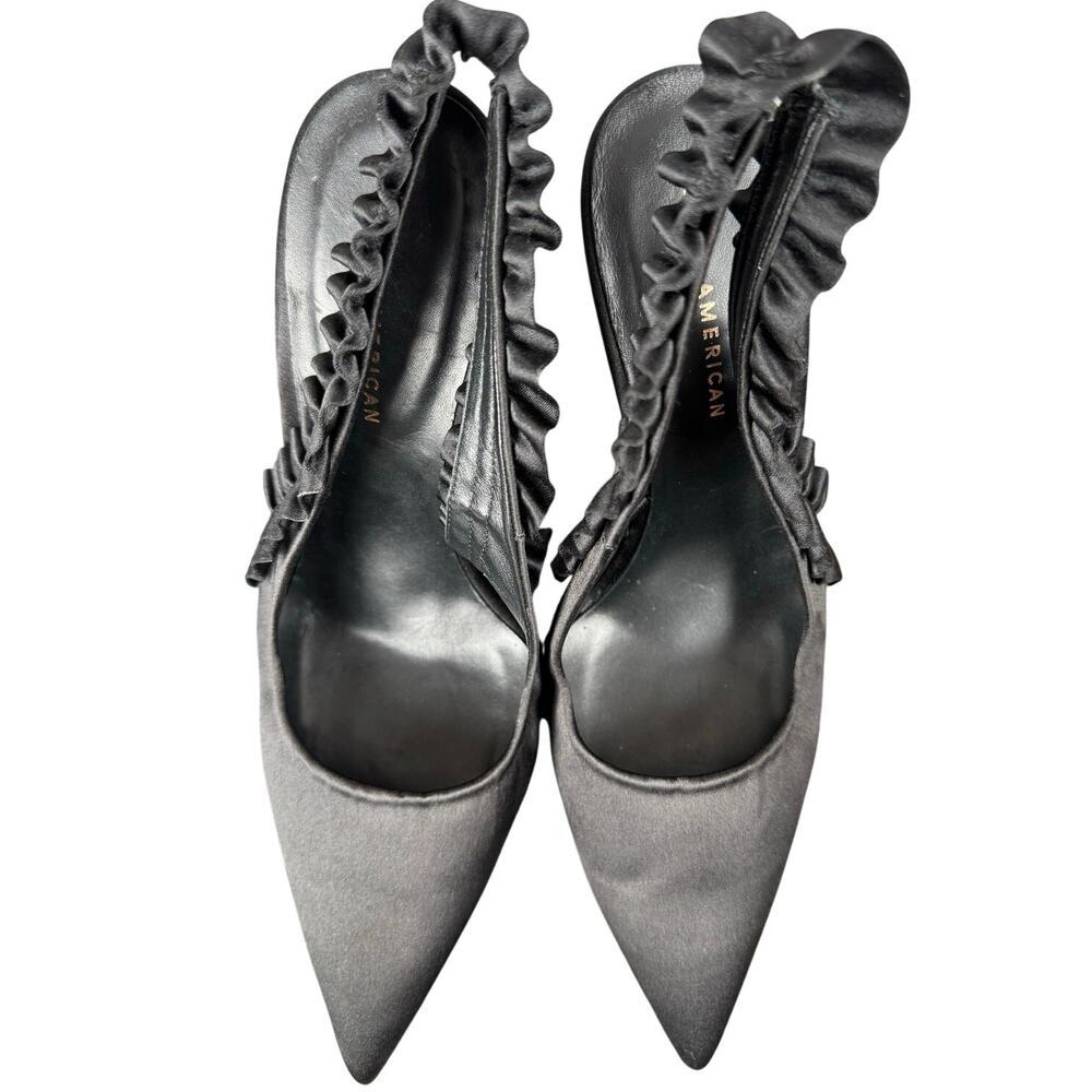 Good‎ American The Show Off Slingback Pump In Black Satin Women’s Size 11 US - Picture 5 of 8
